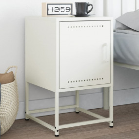 Bedside Cabinet White 14.2"x15.4"x23.8" Steel