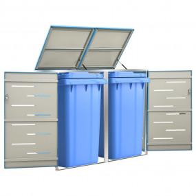 Double Wheelie Bin Shed 54.3"x30.5"x44.3" Stainless Ste...