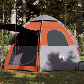 Camping Tent Cabin 4-Person Gray and Orange Quick Relea...