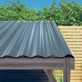 Roof Panels 12 pcs Powder-coated Steel Gray 39.4"x14.2"