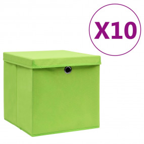 Storage Boxes with Covers 10 pcs 11"x11"x11" Green