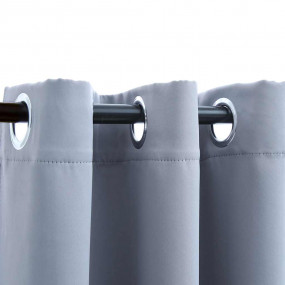 Blackout Curtains with Rings 2 pcs Gray 37"x84" Fabric