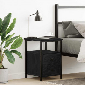 Bedside Cabinet Black Oak 13.4x14.0x19.7" Engineered Wo...