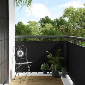 Balcony Screen Black 118.1x31.5" Poly Rattan