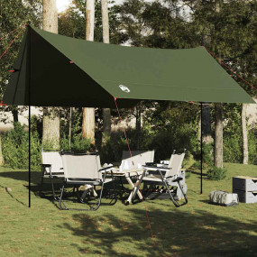 Camping Tarp Olive Green 172.4x148.0x83.5" Waterproof