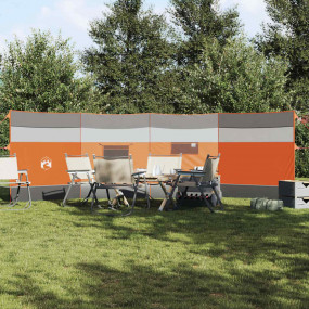 Camping Windbreak Grey and Orange 200.8x60.2" Waterproo...