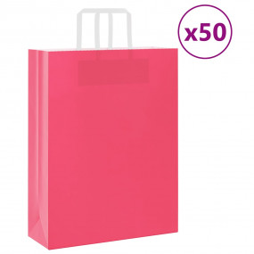 Paper Bags 50 pcs with Handles Pink 12.6x4.7x16.5"
