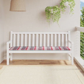 Patio Bench Cushion Red Check Pattern 180x50x1.2 " Oxfo...