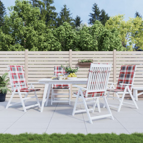 Patio Highback Chair Cushions 4 pcs Red Check Pattern 4...