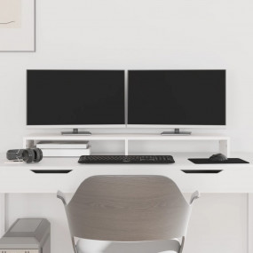 Monitor Stand White 39.4x10.6x3.9" Solid Wood Pine