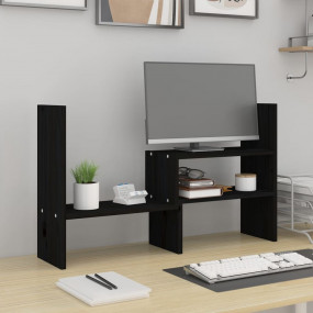 Monitor Stand Black (15.4-28.3)x6.7x16.9" Solid Wood Pi...
