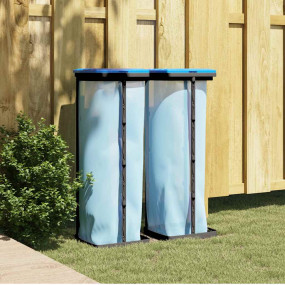 Rubbish Bag Holders 2 pcs Black and Blue 31.7 gal PP