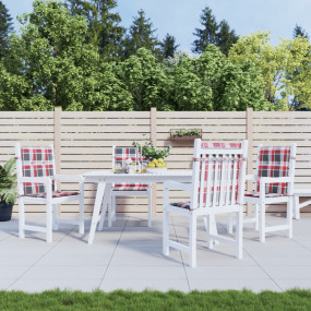 Patio Lowback Chair Cushions 4 pcs Red Check Pattern 39...