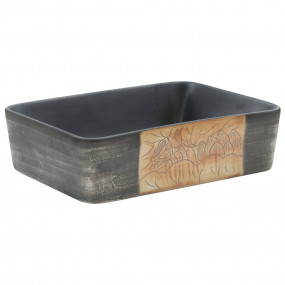 Countertop Basin Black and Brown Rectangular 18.1x14.0x...