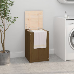 Laundry Box Honey Brown 17.3x17.3x26.0" Solid Wood Pine