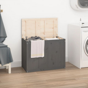 Laundry Box Grey 34.8x17.3x26.0" Solid Wood Pine