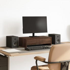 Monitor Stand with Drawers Brown Oak 19.7x10.6x5.9" Eng...