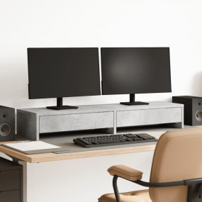 Monitor Stand with Drawers Concrete Grey 39.4x10.6x5.9"...