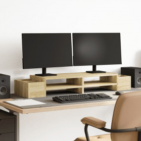 Monitor Stand with Storage Sonoma Oak 39.4x10.6x5.9" En...