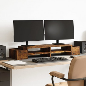 Monitor Stand with Storage Smoked Oak 39.4x10.6x5.9" En...