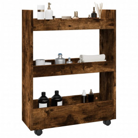 Narrow Storage Trolley 3 Tier Smoked Oak Engineered Woo...