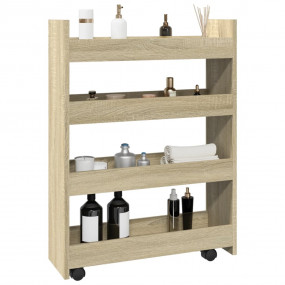 Narrow Storage Trolley 4 Tier Sonoma Oak Engineered Woo...