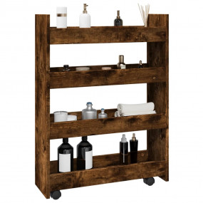 Narrow Storage Trolley 4 Tier Smoked Oak Engineered Woo...