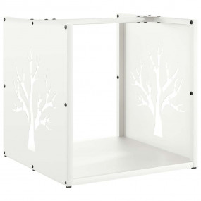 Firewood Rack White 15.7x15.7x15.7" Cold-rolled steel