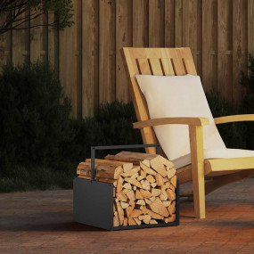 Firewood Rack Black 15.7x15.7x15.7" Cold-rolled steel