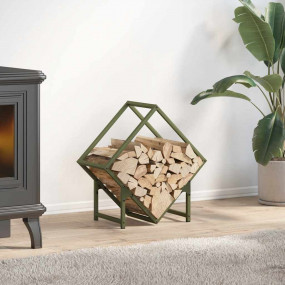 Firewood Rack Olive Green 19.7x9.8x19.7" Cold-rolled st...