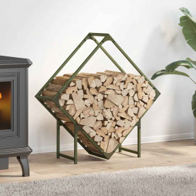 Firewood Rack Olive Green 31.5x9.8x31.5" Cold-rolled st...