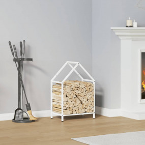 Firewood Rack White 15.7x9.8x23.6" Cold-rolled steel