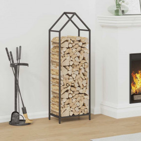 Firewood Rack Black 15.7x9.8x47.2" Cold-rolled steel