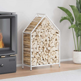 Firewood Rack White 23.6x9.8x35.4" Cold-rolled steel