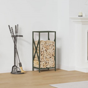 Firewood Rack Olive Green 13.4x9.8x27.6" Cold-rolled st...