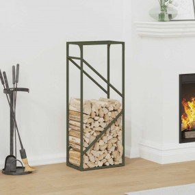 Firewood Rack Olive Green 15.7x9.8x39.4" Cold-rolled st...
