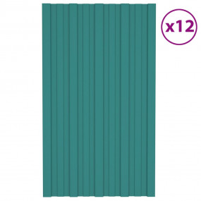 Roof Panels 12 pcs Galvanized Steel Green 31.5x17.7"