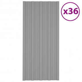 Roof Panels 36 pcs Galvanized Steel Grey 39.4x17.7"