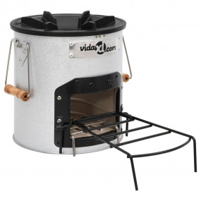 Camping Wood Stove Silver 17.7x9.8x10.2" Steel
