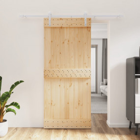 Sliding Door with Hardware Set 35.4x82.7" Solid Wood Pi...