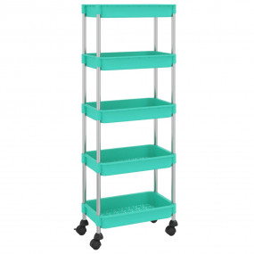 5-Tier Kitchen Trolley Turquoise 16.5x11.4x50.4" Iron a...