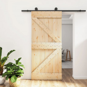 Sliding Door with Hardware Set 37.4x82.7" Solid Wood Pi...
