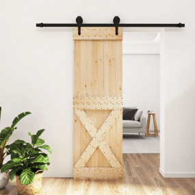 Sliding Door with Hardware Set 27.6x82.7" Solid Wood Pi...