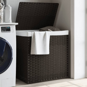Laundry Basket with 2 Sections Dark Brown 53x35x22.4 " ...