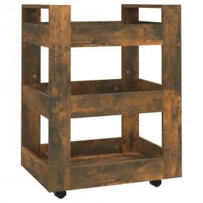 Kitchen Trolley Smoked Oak 23.6x17.7x31.5" Engineered W...