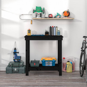 Work Bench Black 31.5x19.7x31.5" Solid Wood Pine