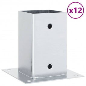 Post Bases Square 12 pcs Silver 3.58x3.58" Galvanized S...