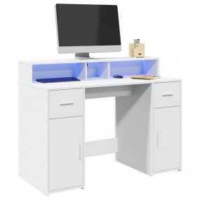 Desk with LED Lights White 47.2x21.7x35.8" Engineered W...