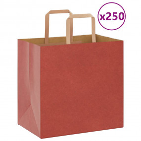 Paper Bags 250 pcs with Handles Red 26x17x25 cm