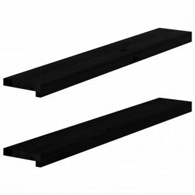 Window Sills 2 pcs Dark Brown 39.4x5.9x0.8" Solid Wood ...